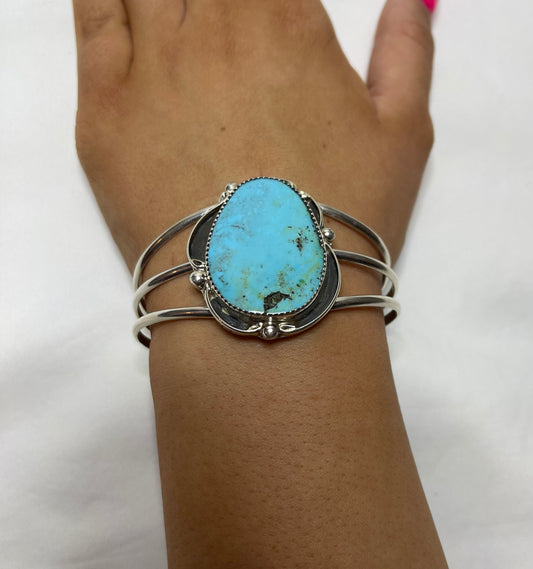 Large Single Stone Turquoise Cuff Bracelet