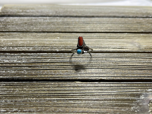 Turquoise & Coral Ring