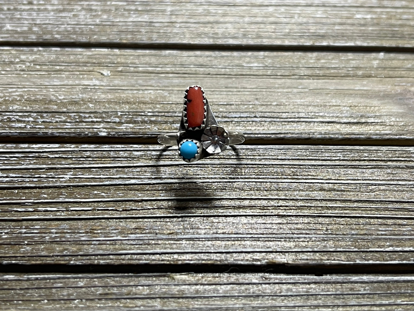 Turquoise & Coral Ring