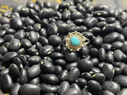 Circle turquoise Ring with Halo Embellishments