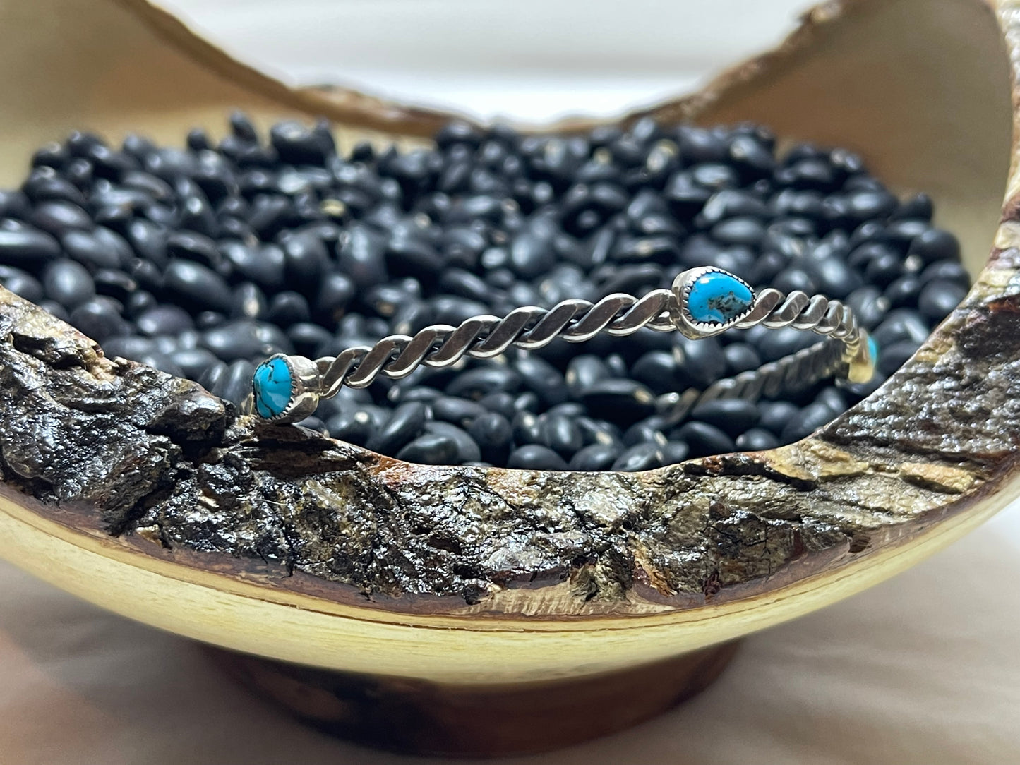 5 Stone Stacker Rope Bracelet with Blue Turquoise