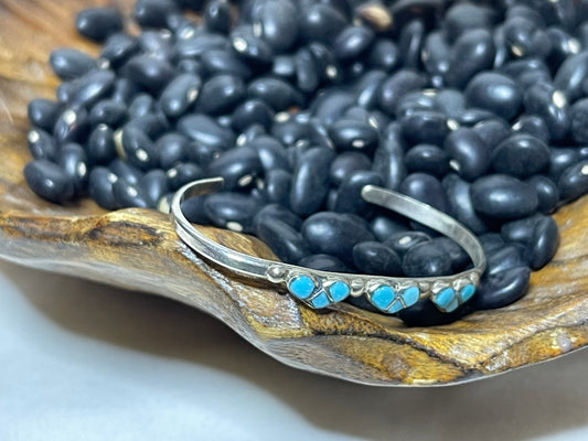 Baby Silver Stacker Cuff Bracelet with Hearts