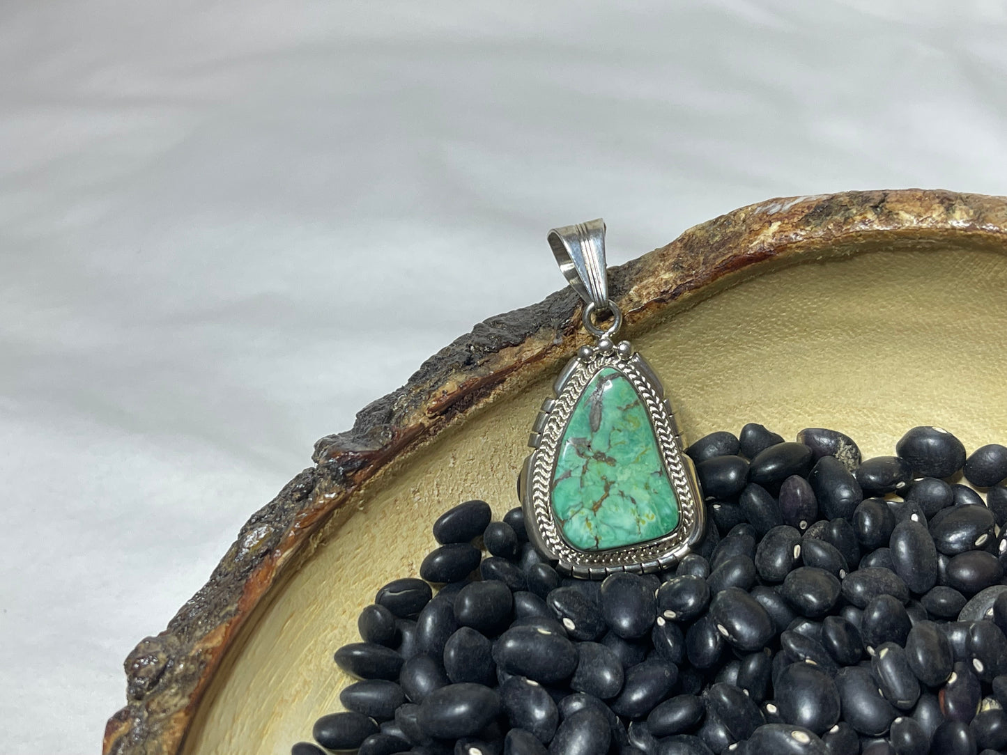 Green Turquoise Pendant with Brown Matrix