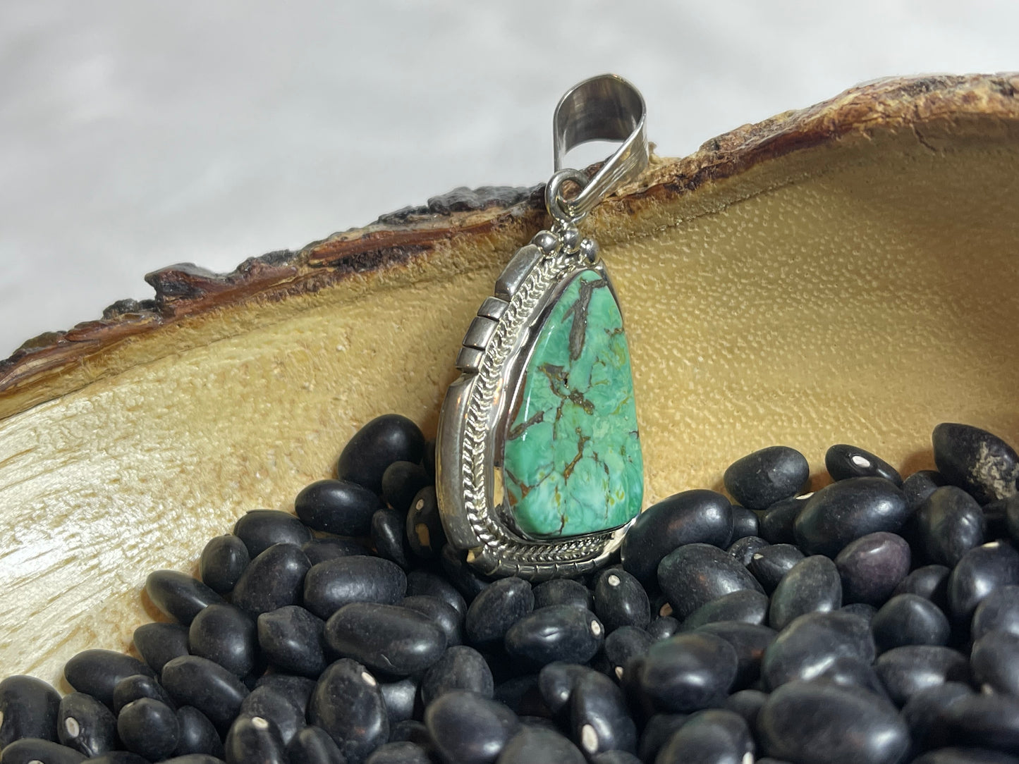 Green Turquoise Pendant with Brown Matrix