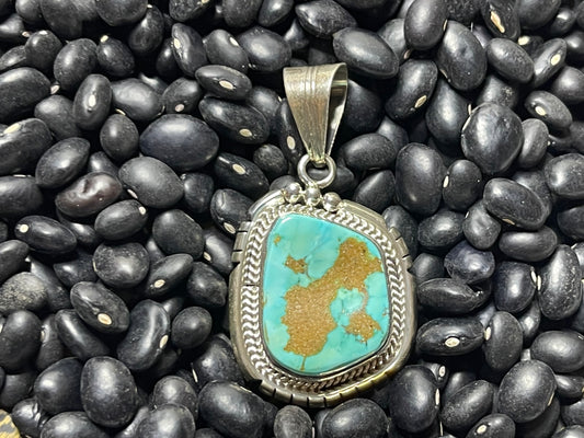 Turquoise Pendant with Brown Matrix