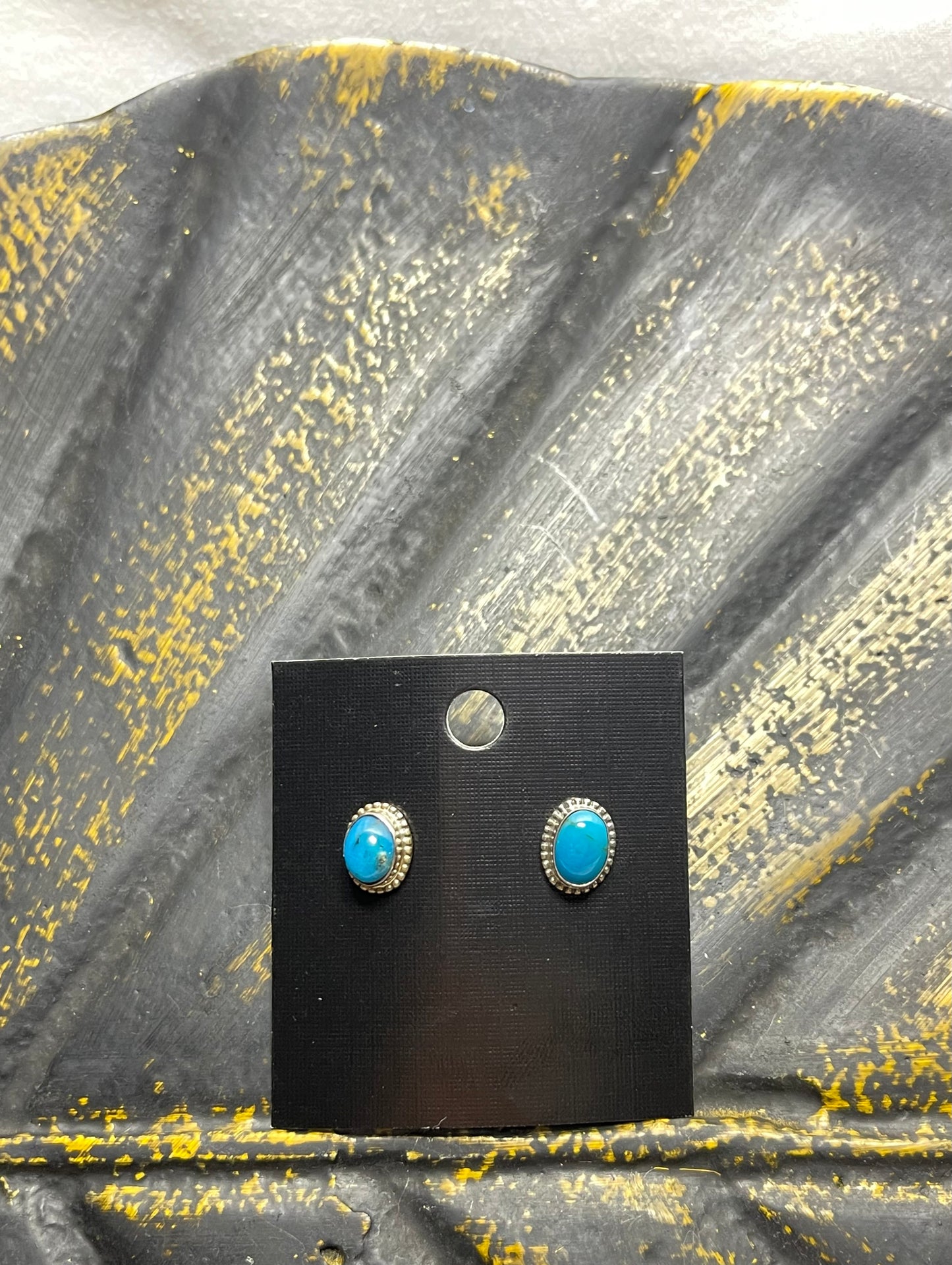 Small Oval Turquoise Stud Earrings