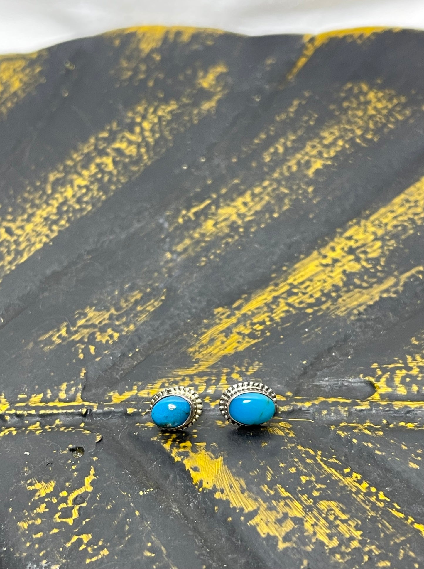 Small Oval Turquoise Stud Earrings