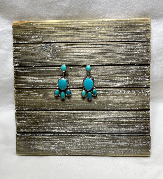 5 Stone Dangle Turquoise Earring