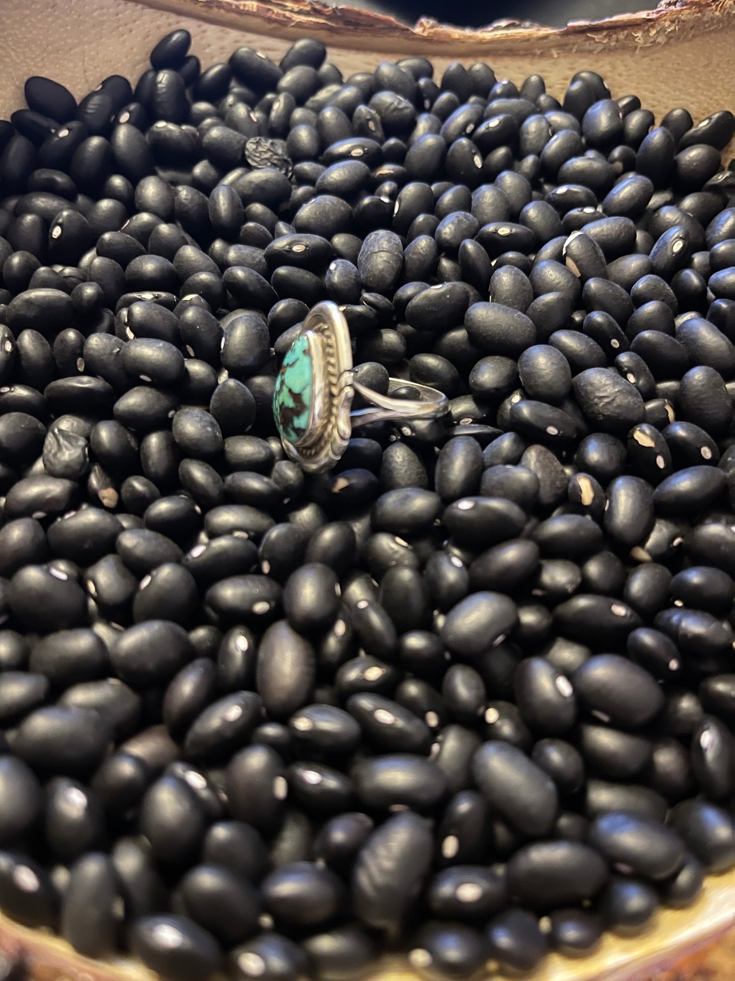 Single Stone Genuine Turquoise Sterling Silver Ring